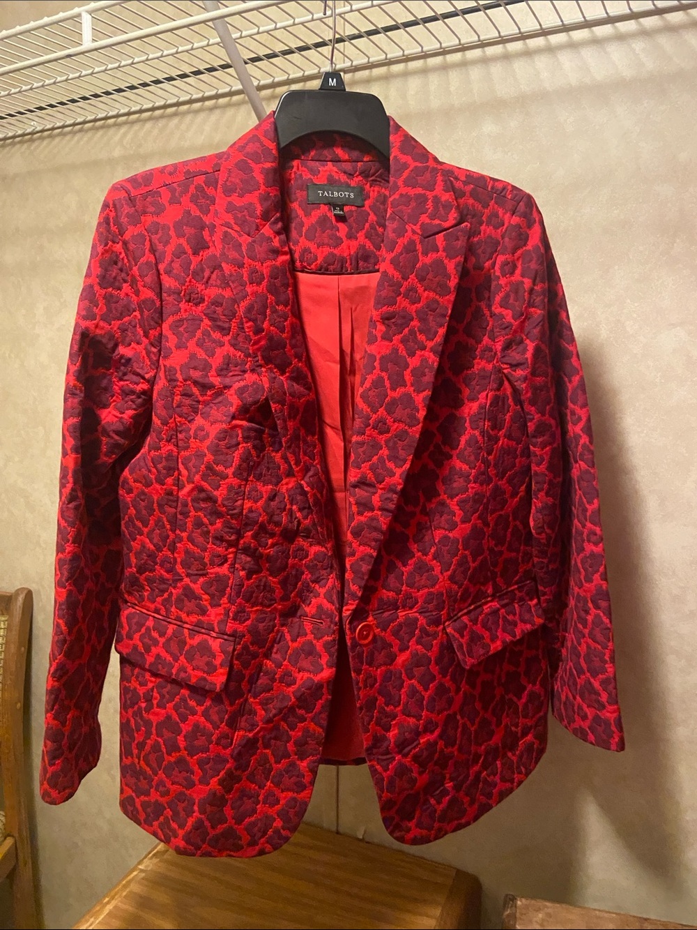 Talbots Red and Dark Red Patterned Women's Blazer